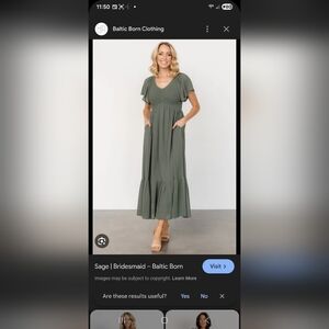 Baltic Born Chic Olive Maxi Dress with Ruffle Sleeves XL